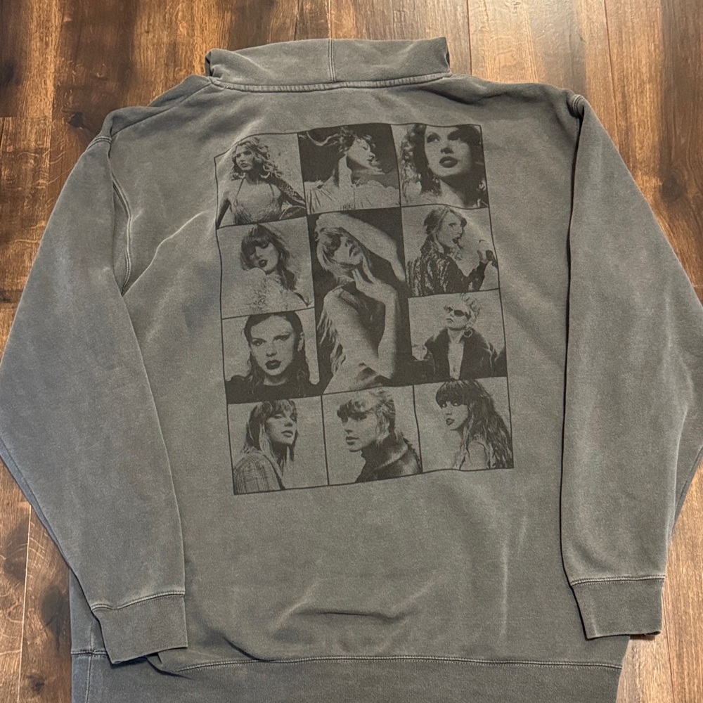 Taylor Swift Gray Oversized Sweatshirt with Black Graphic Eras Tour
